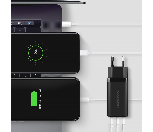 Axagon ACU-DPQ65, GaN 65W, 3x port, PD3.0/QC4+/PPS/Apple - 1353461 - zdjęcie 3